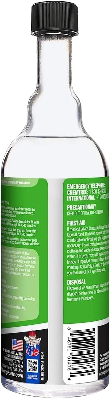 VP Racing 2085 + 208816 - Cool Down Coolant Performance Improver, and Frosty Clean Cooling System Cleaner & Flush, 16 Ounces