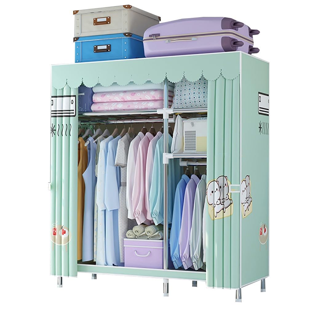 Armario portátil, Armario Plegable con Barra para Colgar, 123x45x170CM Organizador de Almacenamiento para Armario de Ropa para Dormitorio, Armario de Lona de Tela Resistente y Duradera