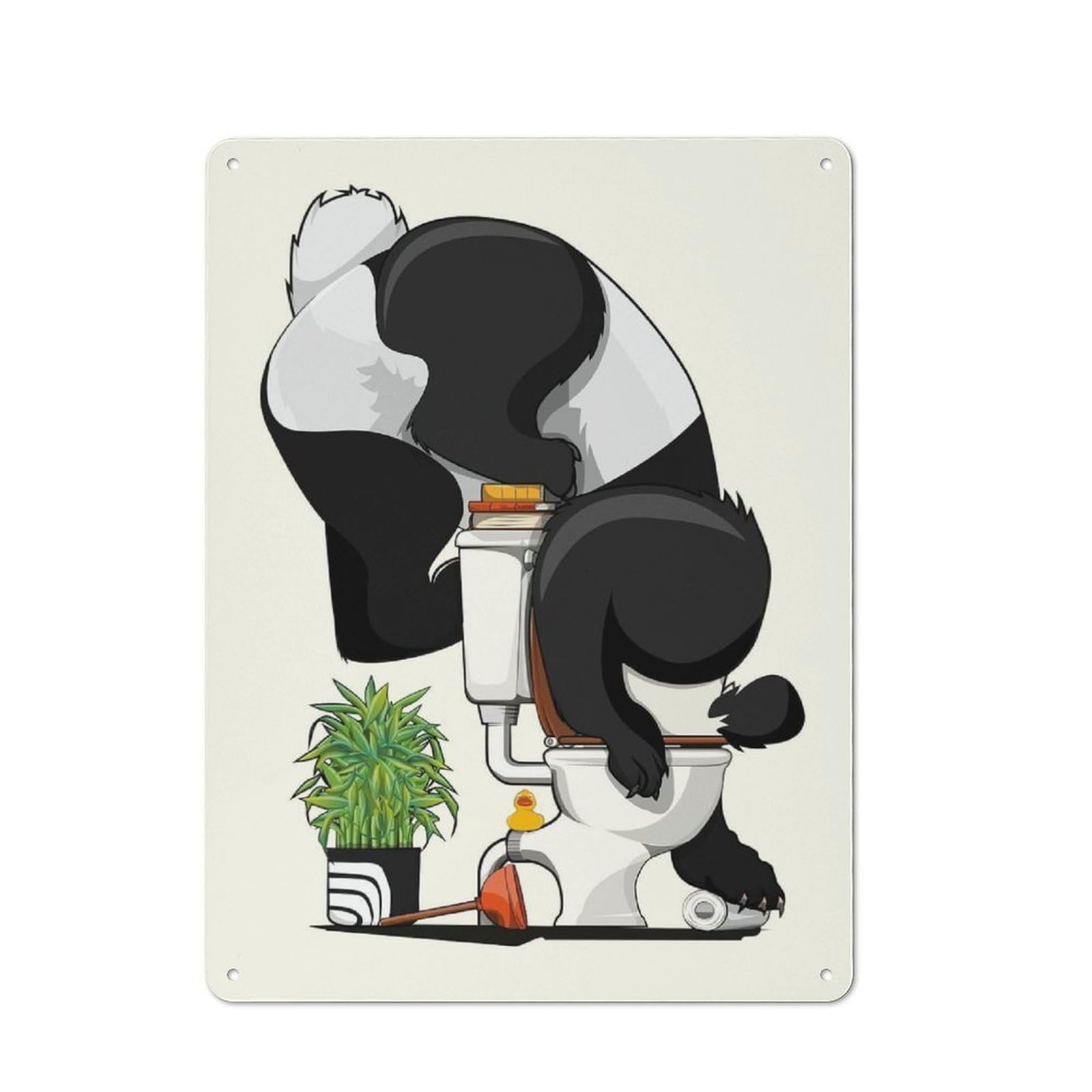 Junmoney Panda Bear Drinking Toilet Shed Style Shed Metal Sign 40X30cm, Shed Wall Decor For Shed, Garden Room, Porch Or Garage