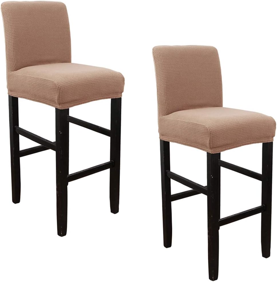 WOMACO Bar Stool Covers, Stretch Counter Height Side Chair Slipcover Protector for Dining Room Kitchen Cafe Furniture Chair (Brown, 2 Pack)