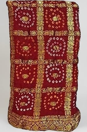 PK HUB Women's Jaipuri Rajasthani Art Silk Bandhani Banarasi Gharchola Saree – Traditional Bandhej Saree with Zari Border
