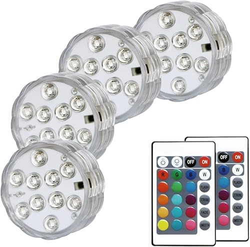 Luces LED de Navidad con control remoto, 13 colores, 4 modos, funciona con pilas, luces LED sumergibles para decoración de fiestas de Navidad en
