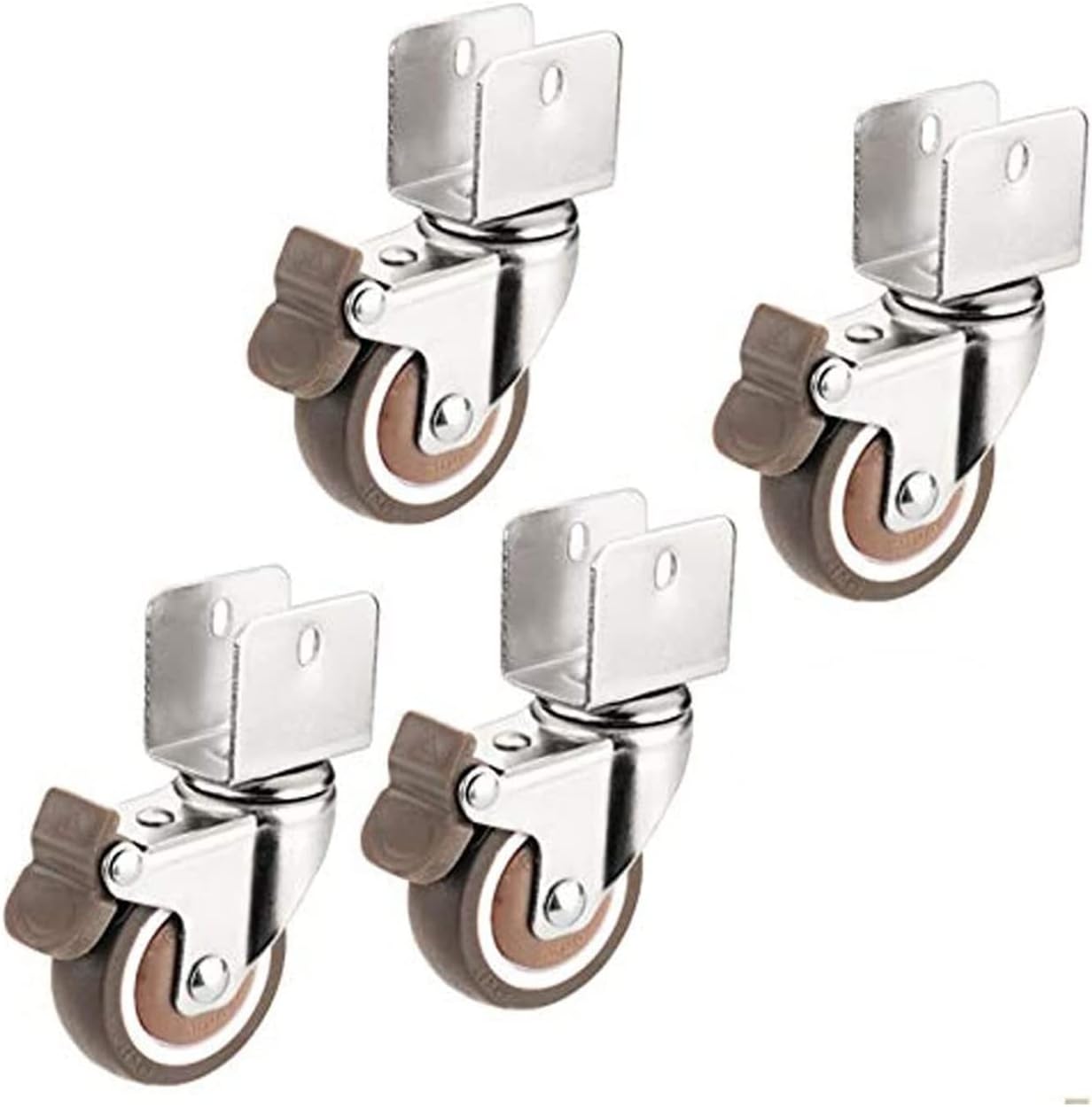 Plate Casters Wheels,U-Shaped Furniture Caster, Swivel Castor with Brakes,Replacement Wheels,for Industrial Trailer,Home Furniture,Office Table Cabinet,Set of 4 Castors (Color : Brake,(Universal,16mm/
