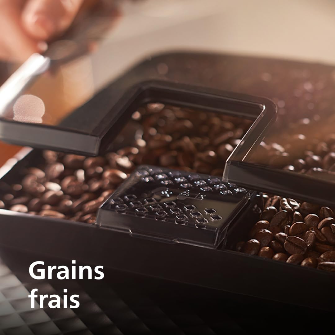 PHILIPS Expresso broyeur Série 2200-2 Cafés, Écran tactile, Mousseur à lait classique, Broyeur céramique, Machine à café à grain Noir mat (EP2220/10)