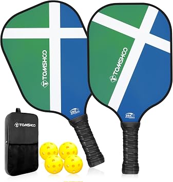 مجموعة TOMSHOO Pickleball Paddles ، USAPA المعتمدة خفيفة الوزن من الألياف الزجاجية Pickleball Set مع 4 Pickleballs ، 1 Pickleball Sling Bag ، هدايا Pickleball للنساء المبتدئين المحترفين
