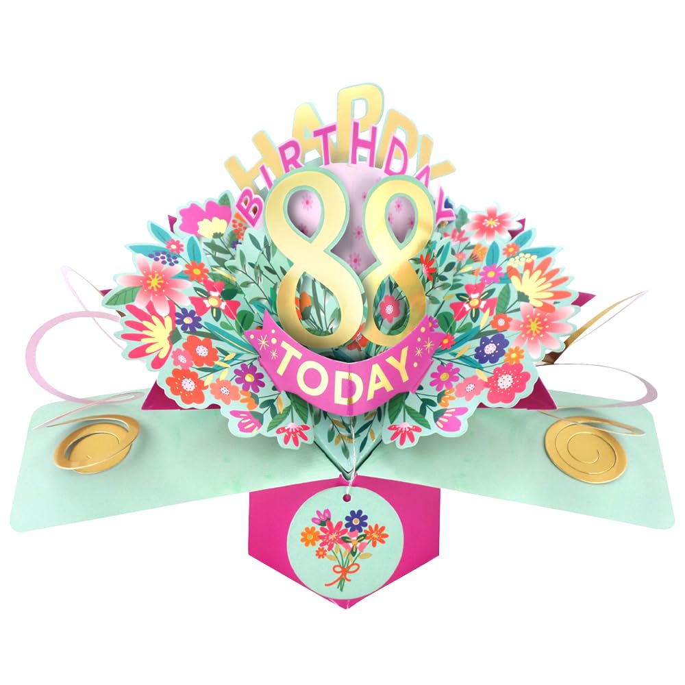 Happy 88th Birthday 88 Today Pop-Up Greeting Card Love Kate's Pop Up Cards Her POP215MC88 POP215MC88