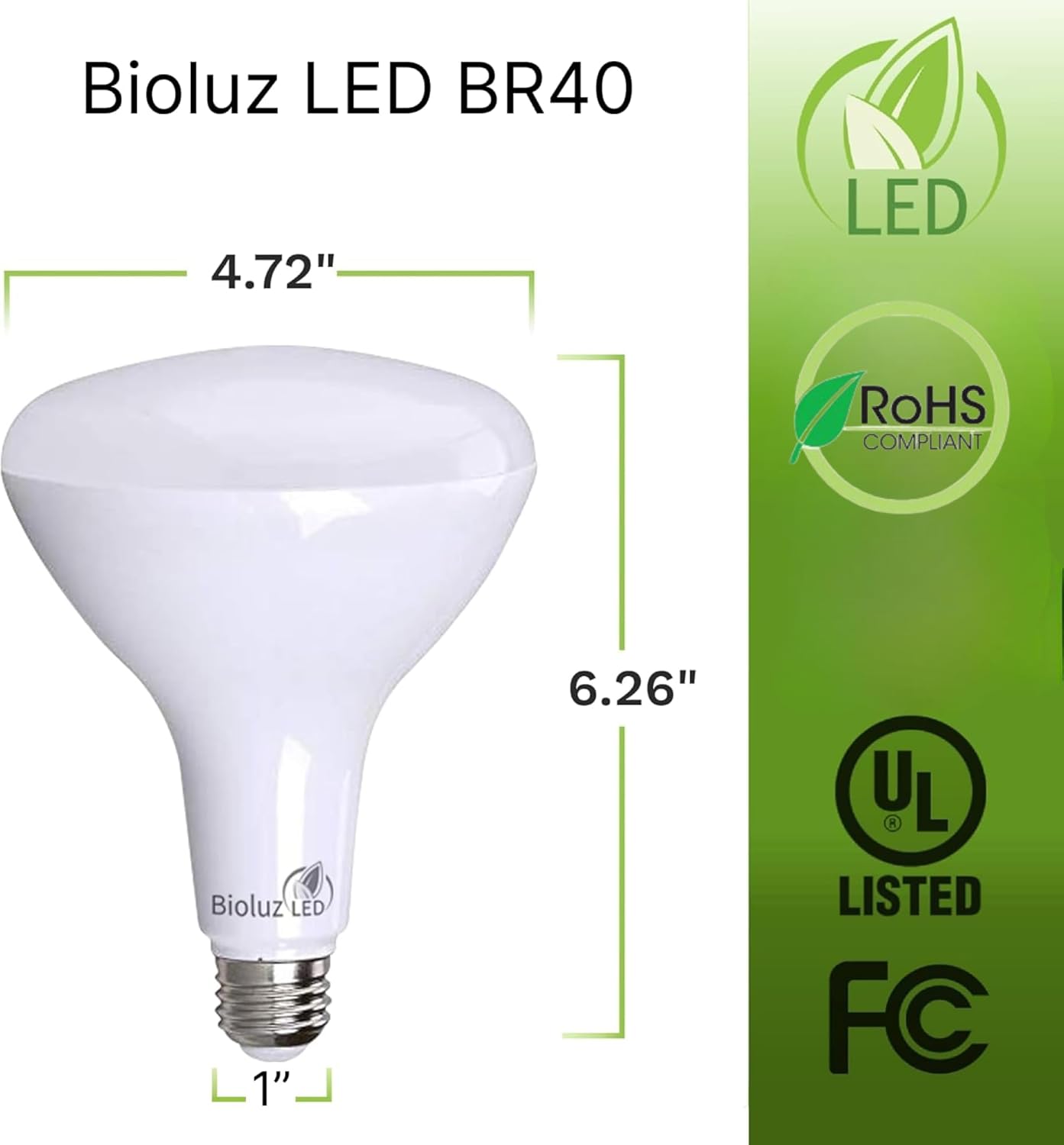 Bioluz LED 4 Pack BR40 LED Light Bulbs - Brightest Dimmable Instant ON Warm White 2700K 120W Equivalent Using 16W 1400 Lumen High CRI Indoor Floodlight Bulb Smooth UL Listed FCC RoHS Compliant