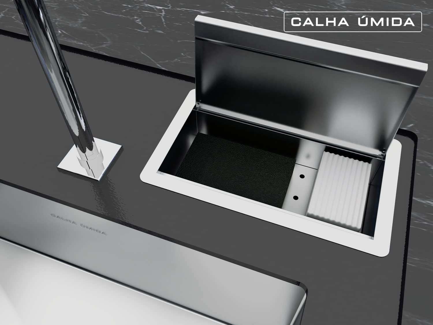 CALHA UMIDA Kitchen COUNTERTOP Mounted Stainless Steel Holder for Sponge and SOAP BAR