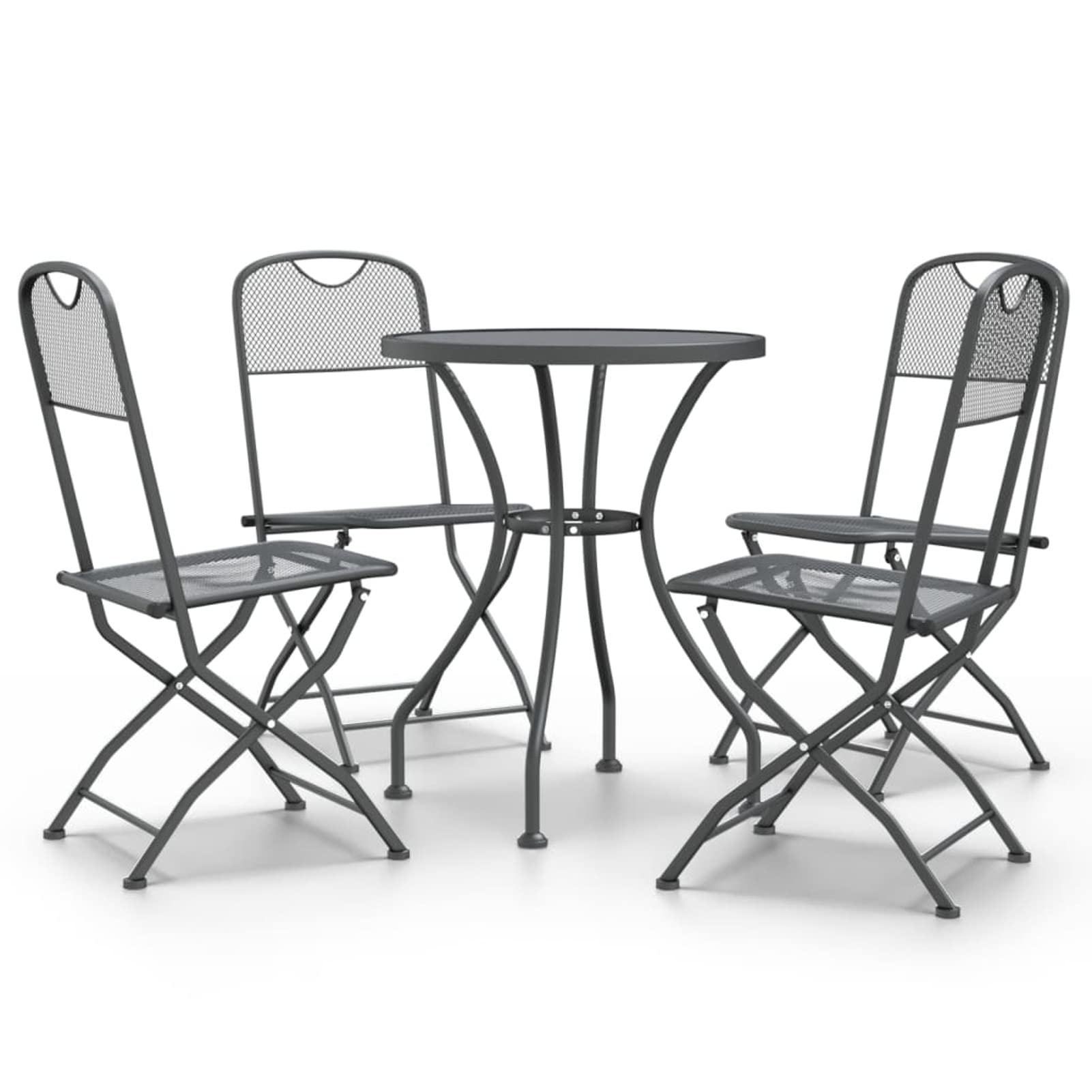 Set de Comedor de jardín 5 pzas Conjunto Mesa y sillas Jardin Mesa Comedor Exterior Muebles para Patio Malla Metal expandido Antracita 3084708