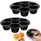 ZOCONE 2 Piezas Silicona Moldes Magdalenas para Air Fryer Molde Muffins Horno para 7 Magdalenas Antiadherente Bandejas Horno Muffins Pequeño para Cupcake Magdalenas (17.5cm)