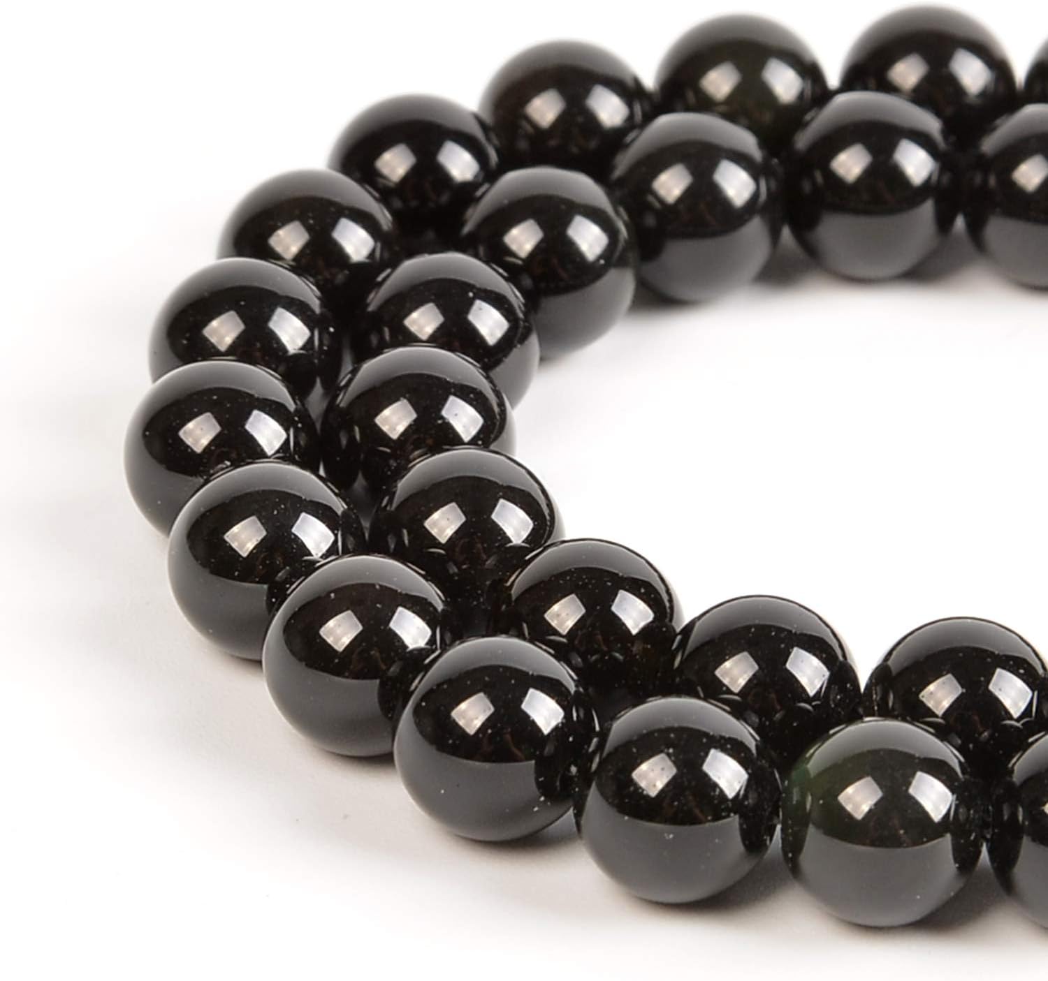 90pcs 4mm Natural Black Obsidian Gemstone Round Spacer Loose Stone Beads for Jewelry Making 15.5" 1 Strand (Black Obsidian, 4mm 90Beads)
