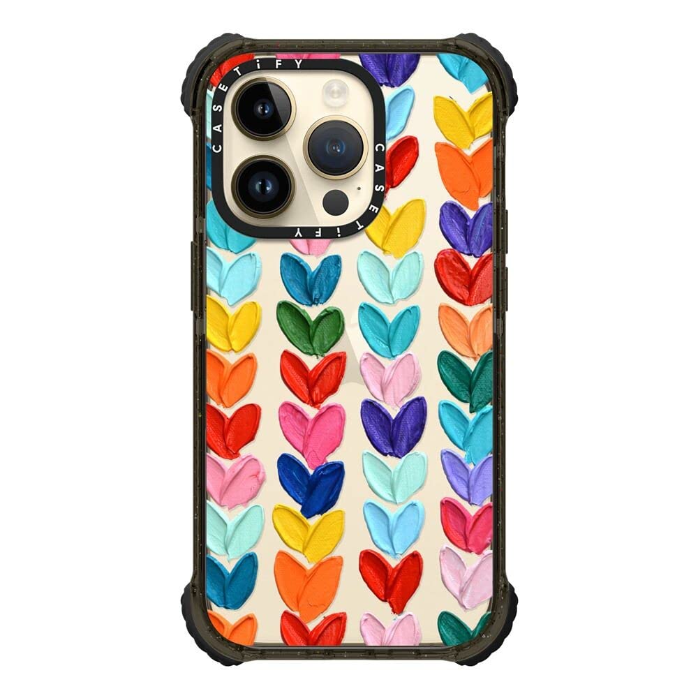 CASETiFY Etui ochronne Ultra Impact na iPhone'a 14 Pro - Polka Daub Hearts - Błyszczący Czarny Re/CASETiFY