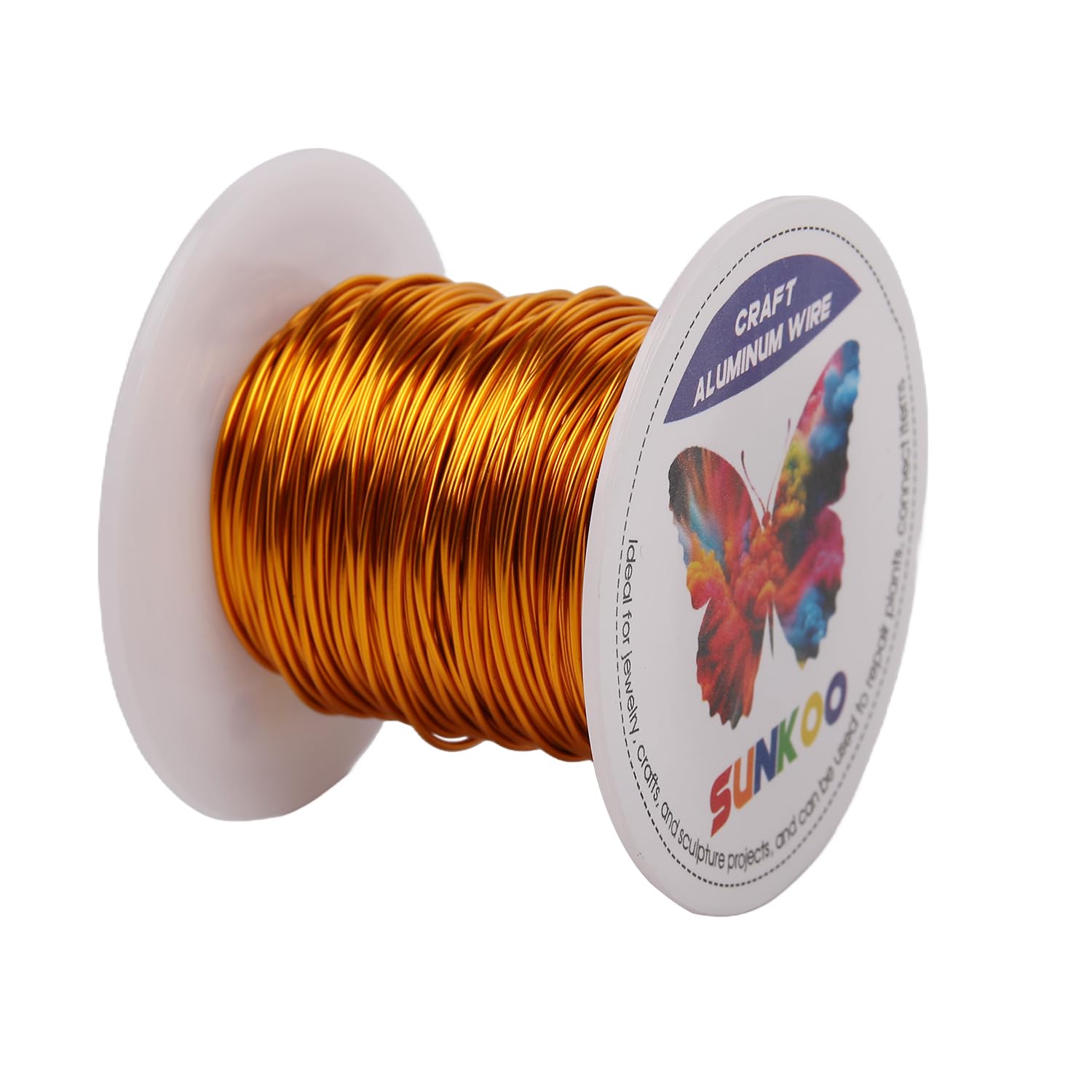 Sunkoo 20 Gauge 0.8mm Golden Yellow Aluminium Craft Wire,98.4Ft Bendable Wire for Jewellery Making Sculpting, Floristry