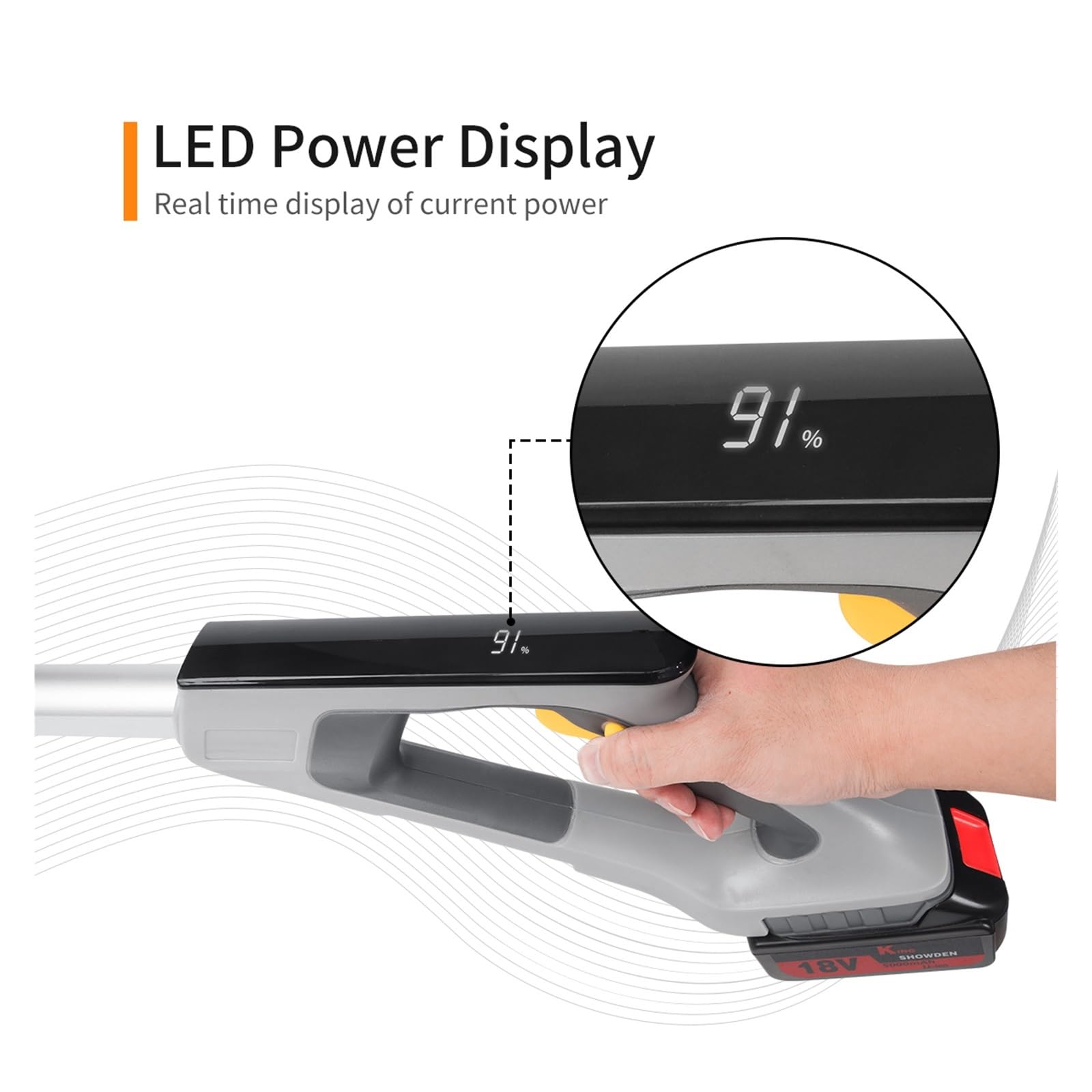 Cortacésped eléctrico, césped inalámbrico, Pantalla LED, Herramientas eléctricas de Corte for poda de jardín