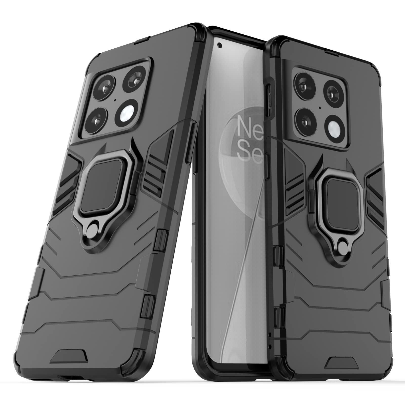 FTRONGRT OnePlus 10R Cover,Hybrid Dual Layer TPU+PC Custodia, Durevole Manicotto Protettivo Antiurto,Con supporto per cellulare,per OnePlus 10R- Grigio