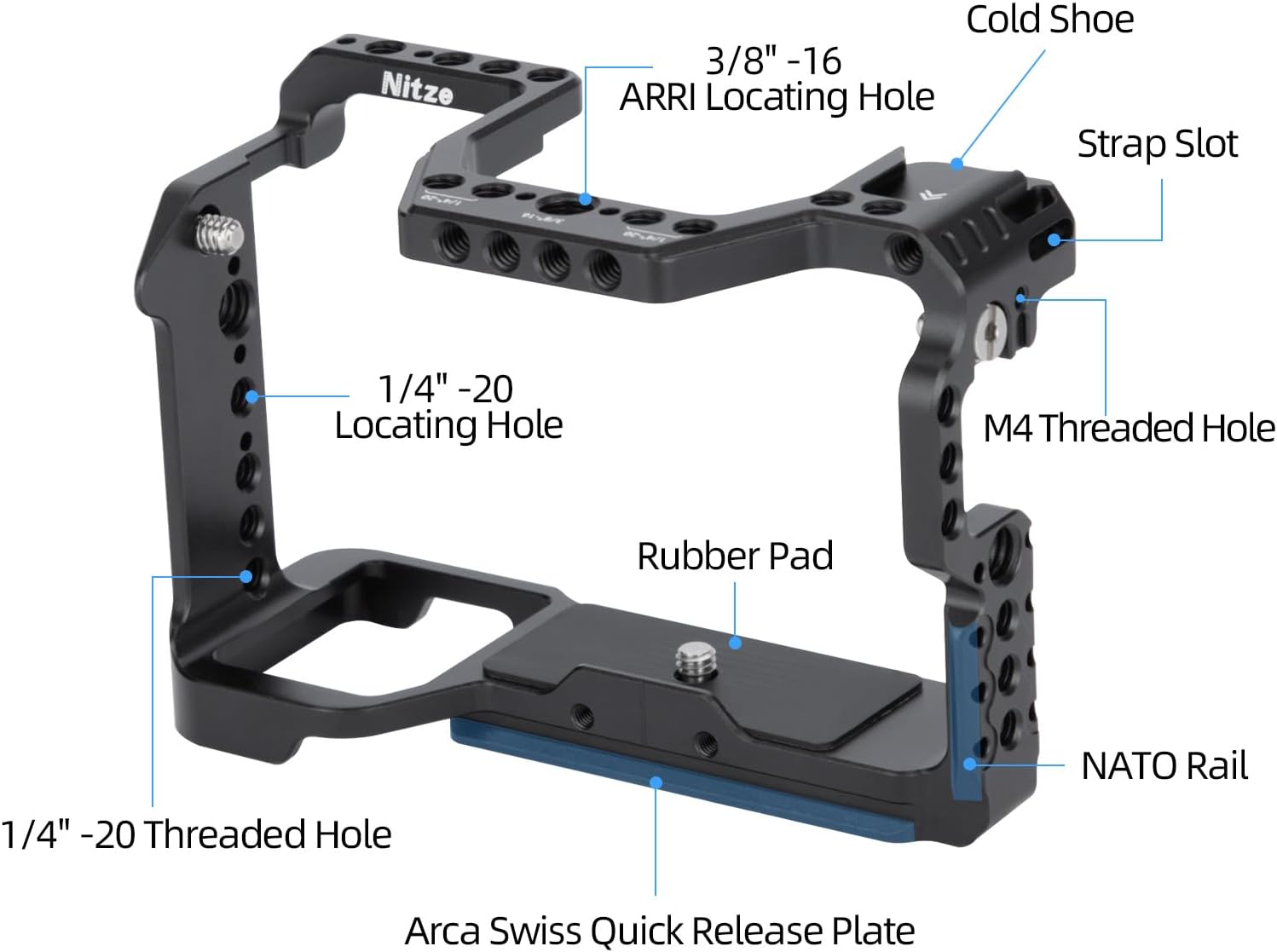 Generic Nitze フルケージ内蔵 アクラスイス QRプレート NATOレール Sony FX30/FX3カメラ、blak、