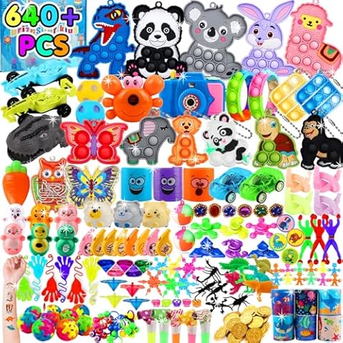 Kiss Monkey 640 PCS Prize Treasure Box Toys for Classroom, Party Favors for Kids, Fidget Toys Bulk, Goodie Bags Stuffers for Kids, Birthday Gifts, Pinata Stuffers, Carnival Prizes Cover