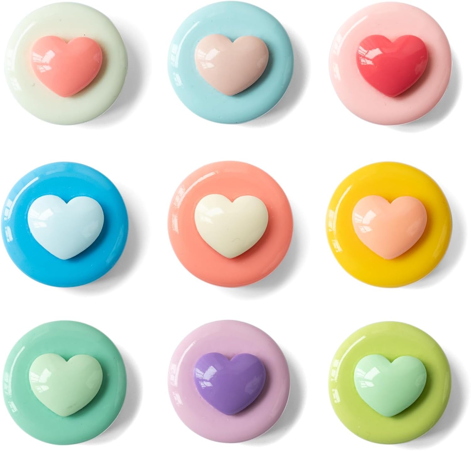 Imanes Decorativos SUNURS 9/16 Piezas Forma Corazón Brillantes Multicolor