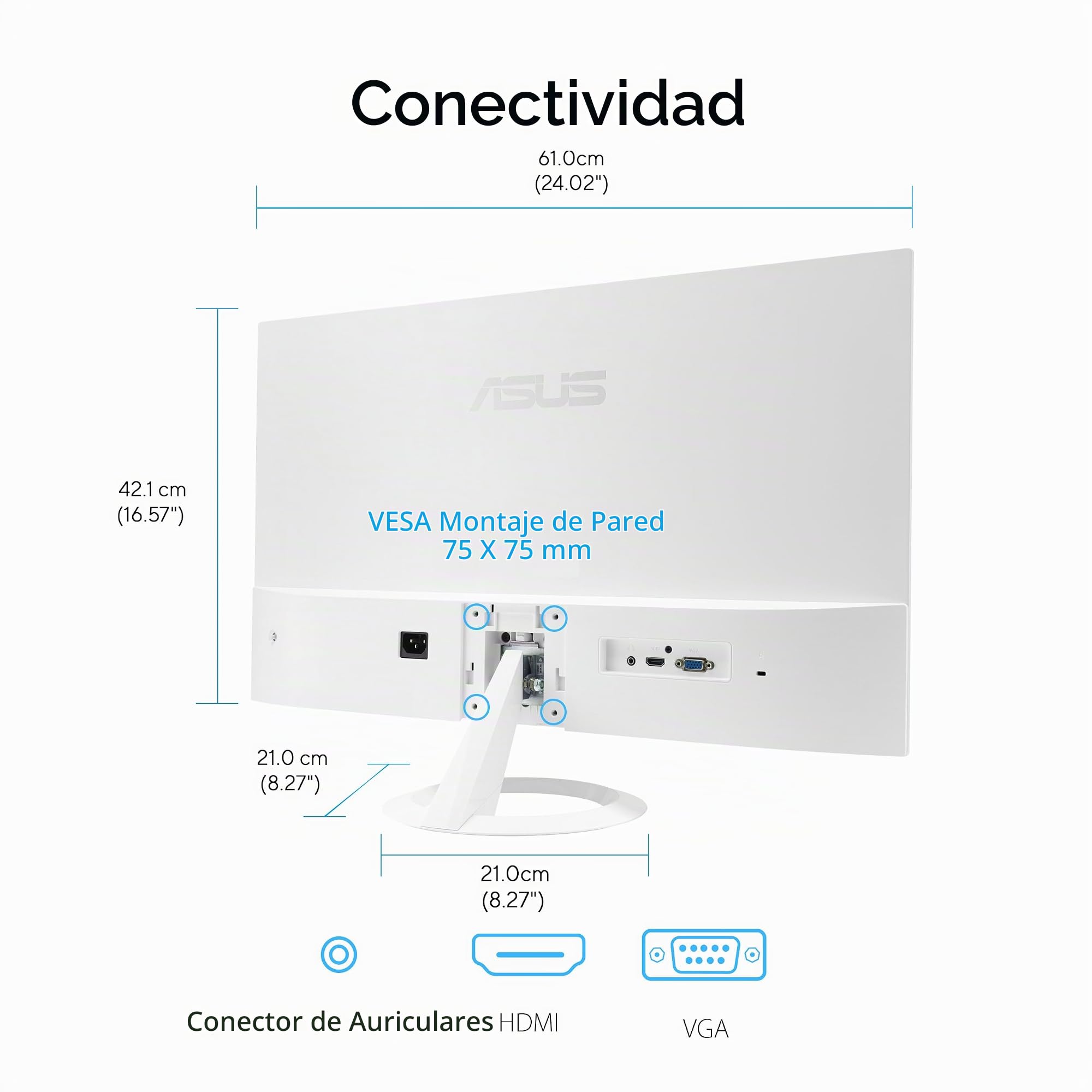 ASUS VZ279HG-W - Monitor Eye Care Gaming de 27", Full HD (1920 x 1080), IPS, 99% sRGB, sin Marco, 120 Hz, 1 ms, Adaptive-Sync, Eye Care Plus, Filtro de luz Azul, sin parpadeos, montable en Pared