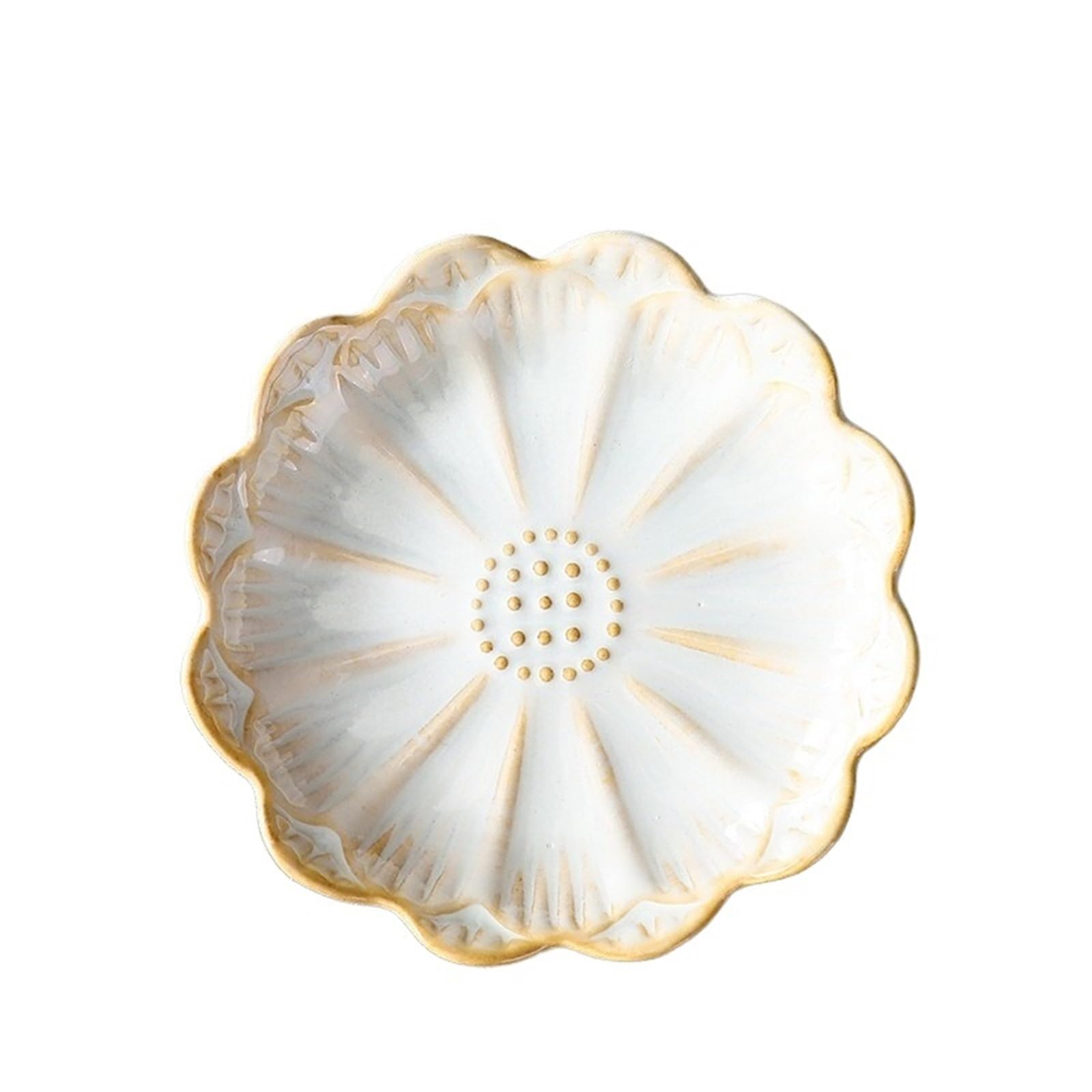 ZHSOAO 2pcs Elegant Lotus Leaf Pattern Sturdy Ceramic Trinkets Dish Accessory Jewelry Display For Rings Necklaces And Bracelets Key Storage for Jewelry(Color 4)