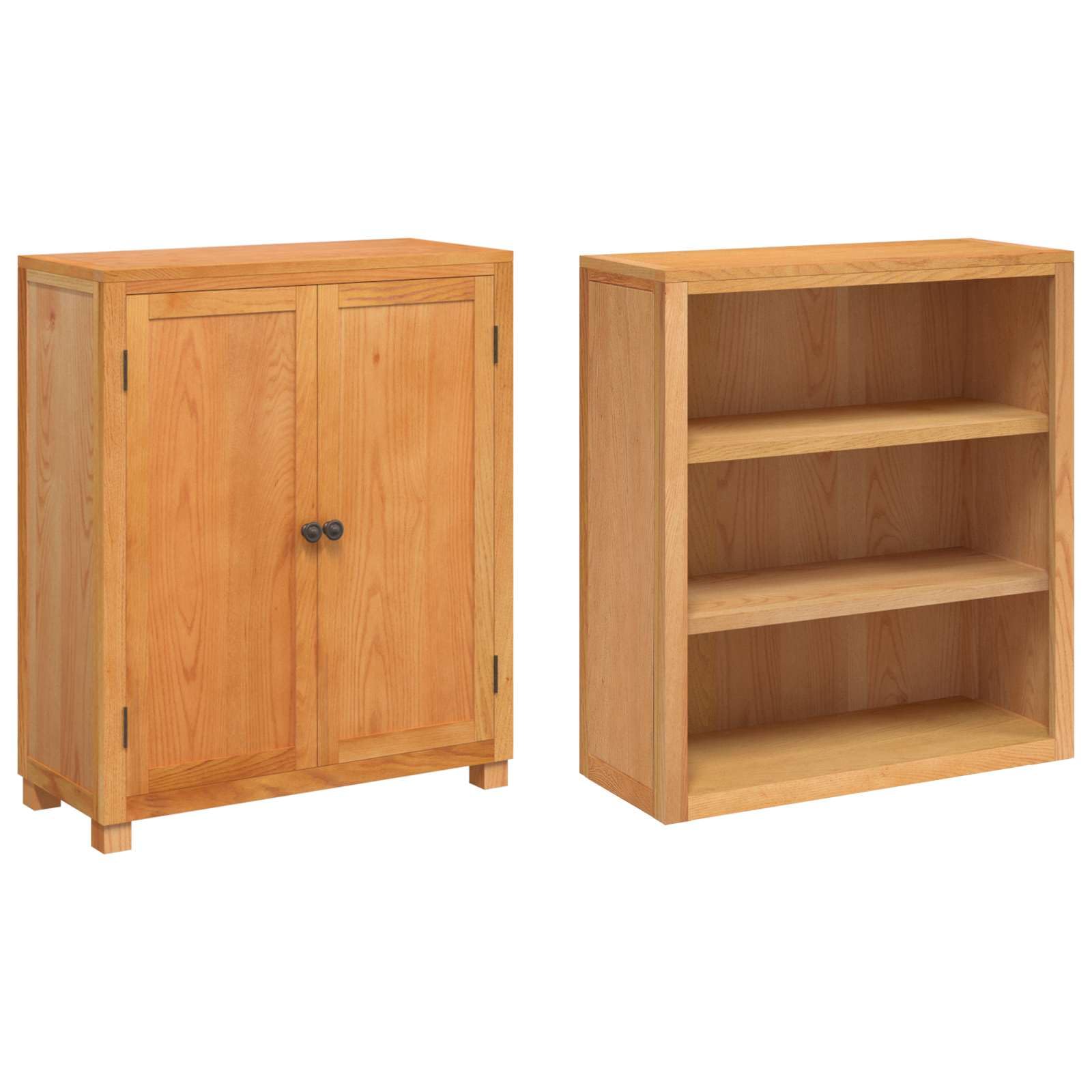 Modernes Aufbewahrungsmöbel-Set mit Tür aus Holzwerkstoff und massiven Eichenbeinen, ideal für Wohnzimmer oder Schlafzimmer, mit Anti-Kipp-Sicherung und viel Stauraum.