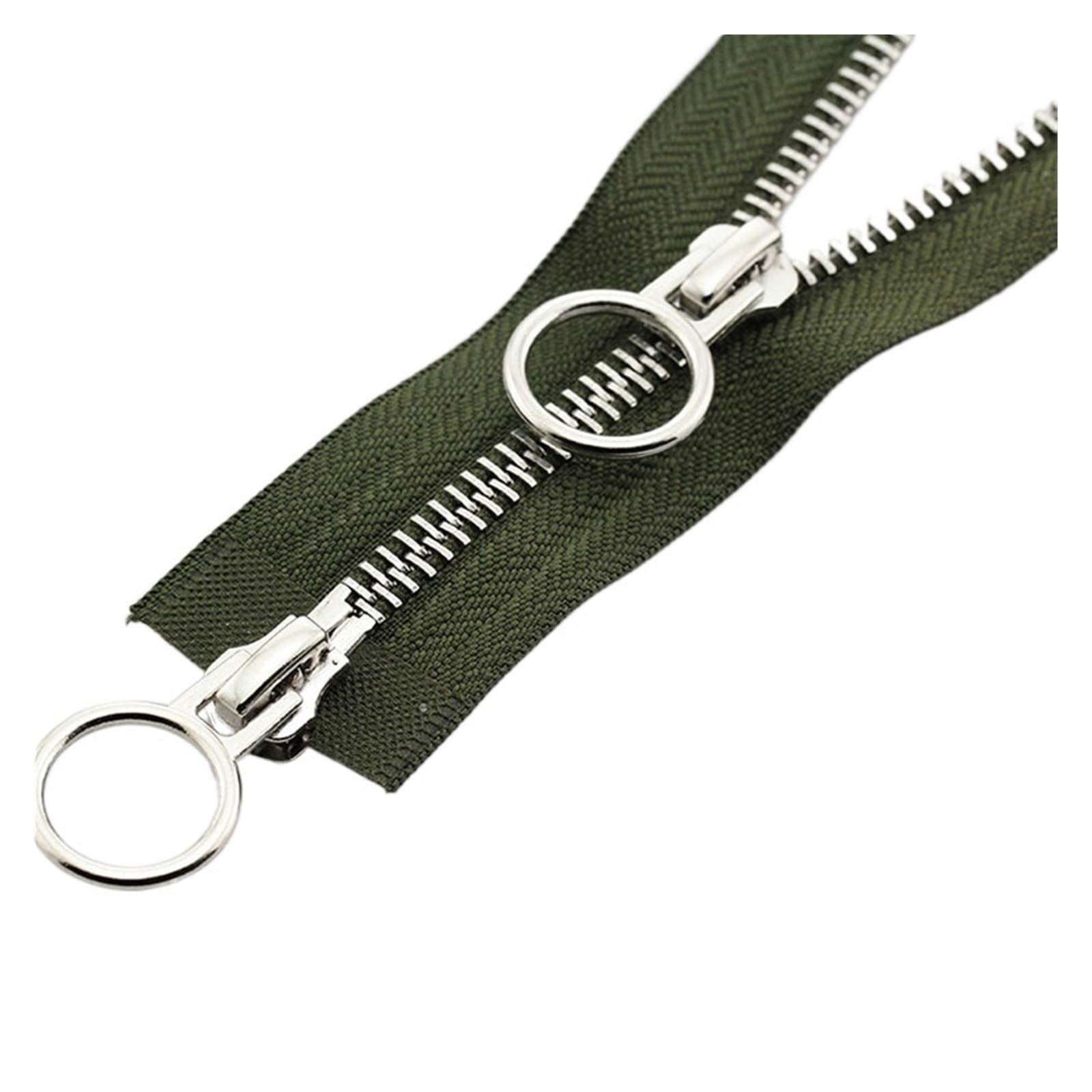 Zipper 1PC Zip Zipper Jacket Double Slider DIY Sewing Circle Sliders Garment Accessories(Green,70cm)