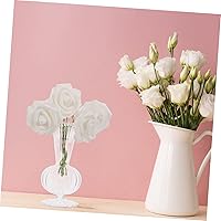 Vista 6 de Jarrón de vidrio a rayas, jarrón de vidrio transparente, florero grande artístico, jarrón de mesa de cristal, centro de mesa de comedor, centros