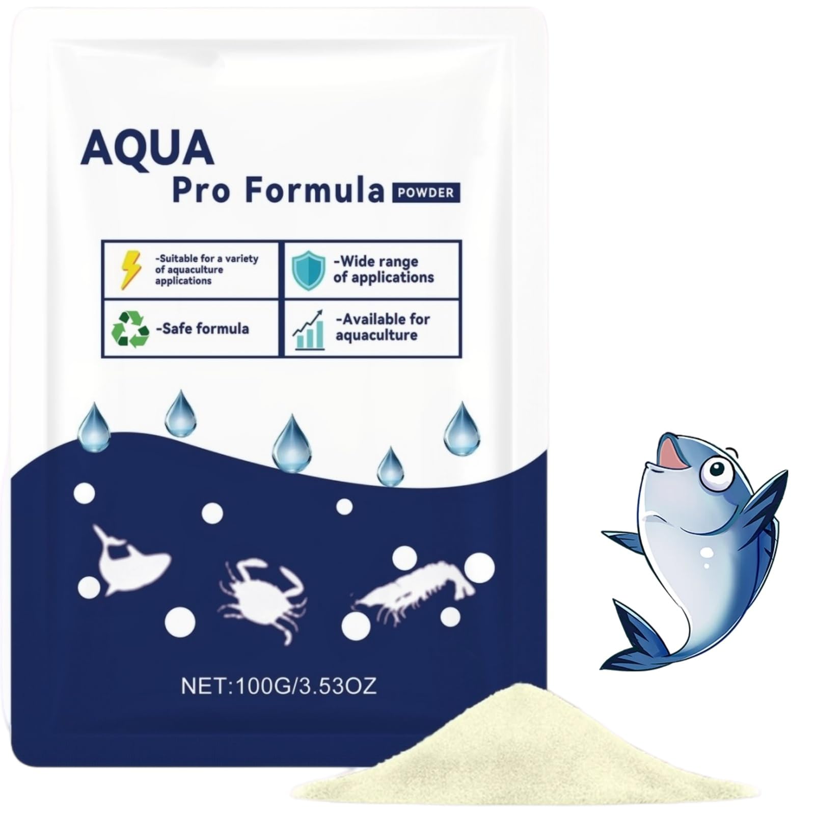 3PCS Aquatic Care Powder for Pond and Aquarium, Easy-Mix Water Care Support for Fish, Shrimp & Crab,Aquatic Care Powder Resealable Pouch,Gentle Care, Clear Long-Lasting