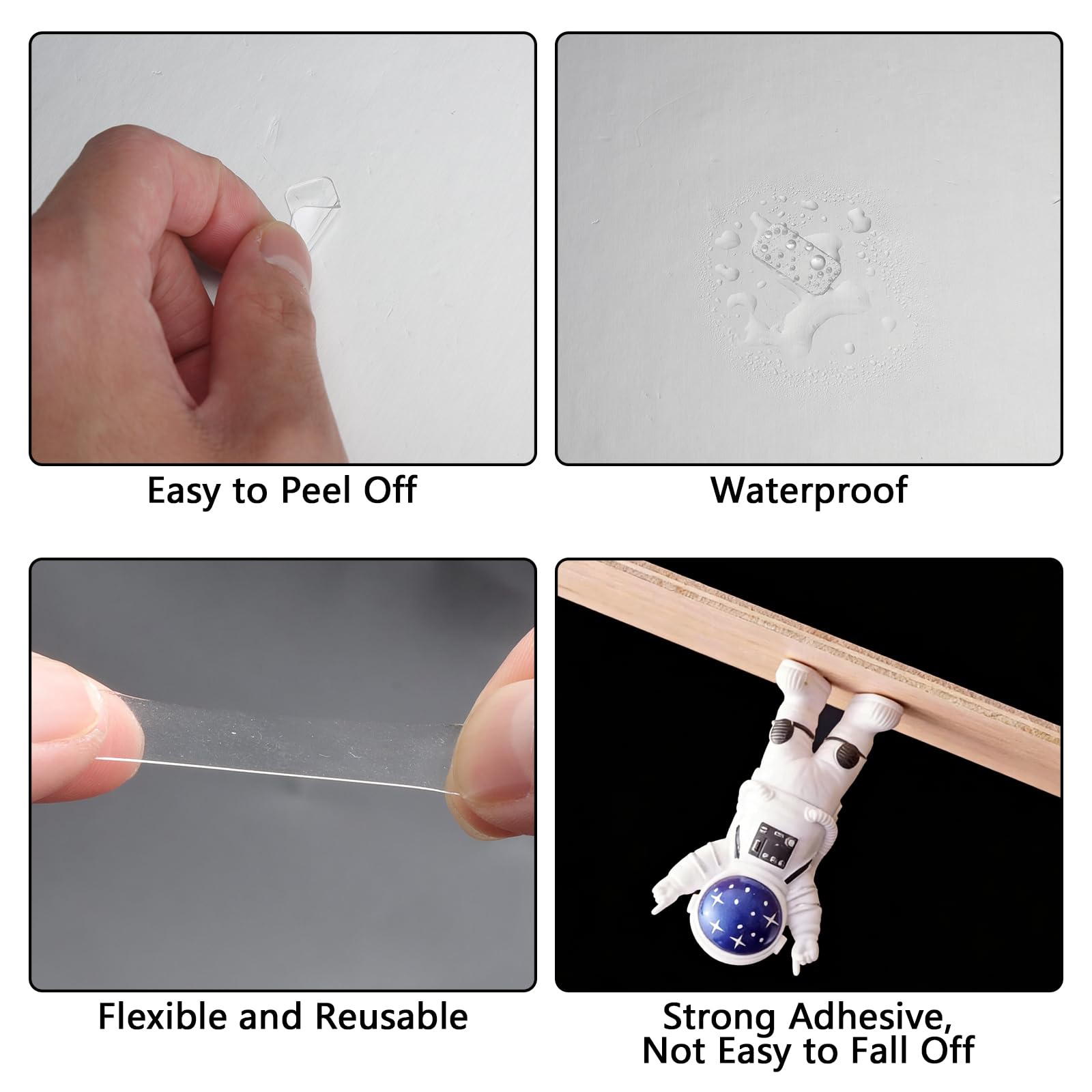 Punti adesivi biadesivo trasparenti Nanogel 1,3×0,8 cm + 2,0×1,0 cm forte rimovibile per poster foto decorazioni
