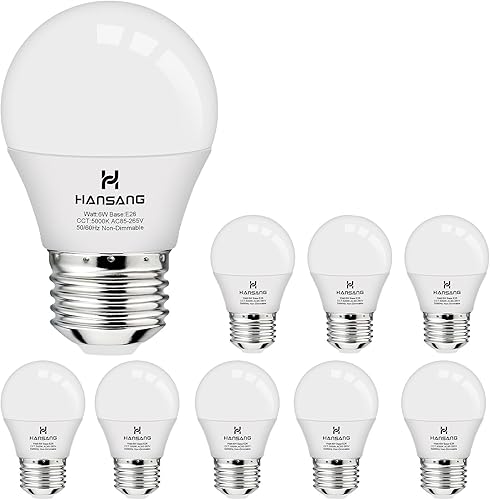 Miniatura 8 de hansang Foco pequeño A15 LED E26, luz diurna 5000K, equivalente a 60 W, bombilla de ventilador de techo E26 de base estándar E26, 600 lúmenes,