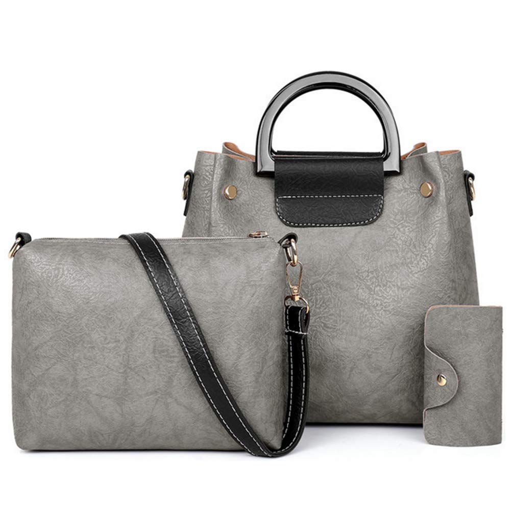 Chikencall Juego de 3 bolsos de mano de piel sintética para el hombro, para el trabajo, bolsos, color Gris, talla Talla única