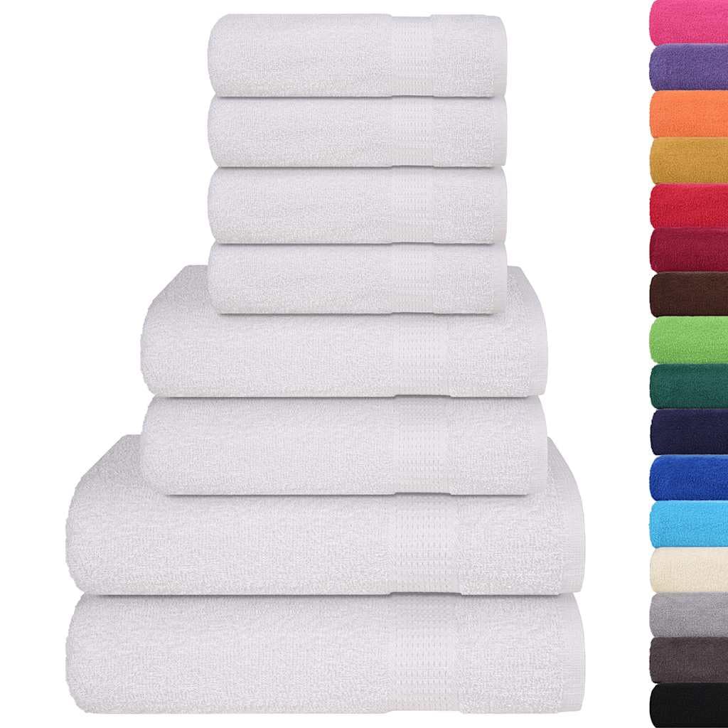 Juego de 8 toallas de mano, color blanco, 360 g/m², 100% algodón hilado en anillo, absorbentes, con práctico gancho para colgar, uso versátil, certificado Oeko-TEX