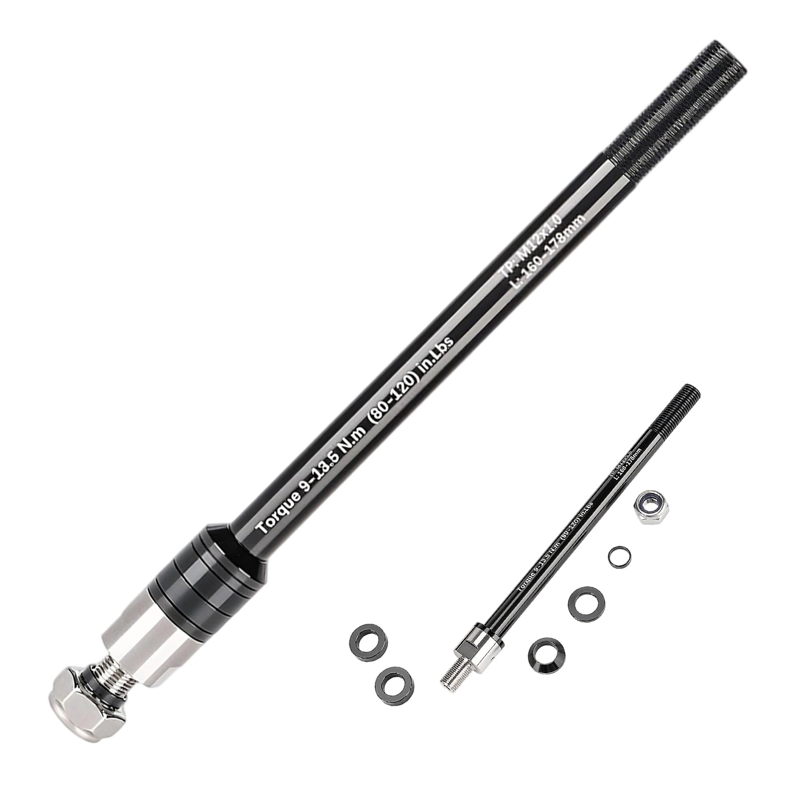 Steckachse Adapter M12 x 1,0 (160–178 mm) – Einstellbare Steckachse mit Fahrrad Achsadapter – Kompatibel mit den meisten Steckachse Fahrradanhänger Kupplungen
