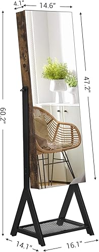 Miniatura 7 de SONGMICS Armario de joyería de espejo armario de almacenamiento de cosméticos 3 en 1 armario de joyería con cerradura con espejo estante de malla