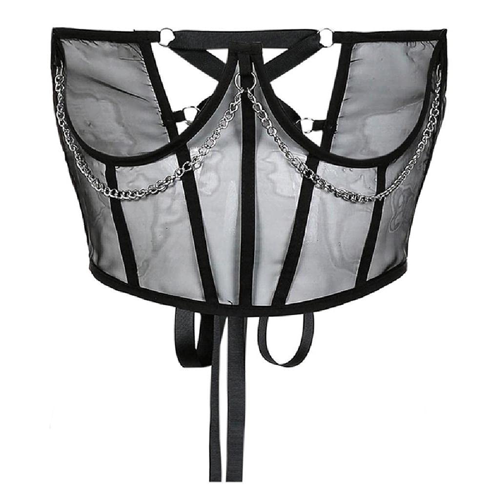 Corset punk femme en maille noire idéal pour soirées et festivals