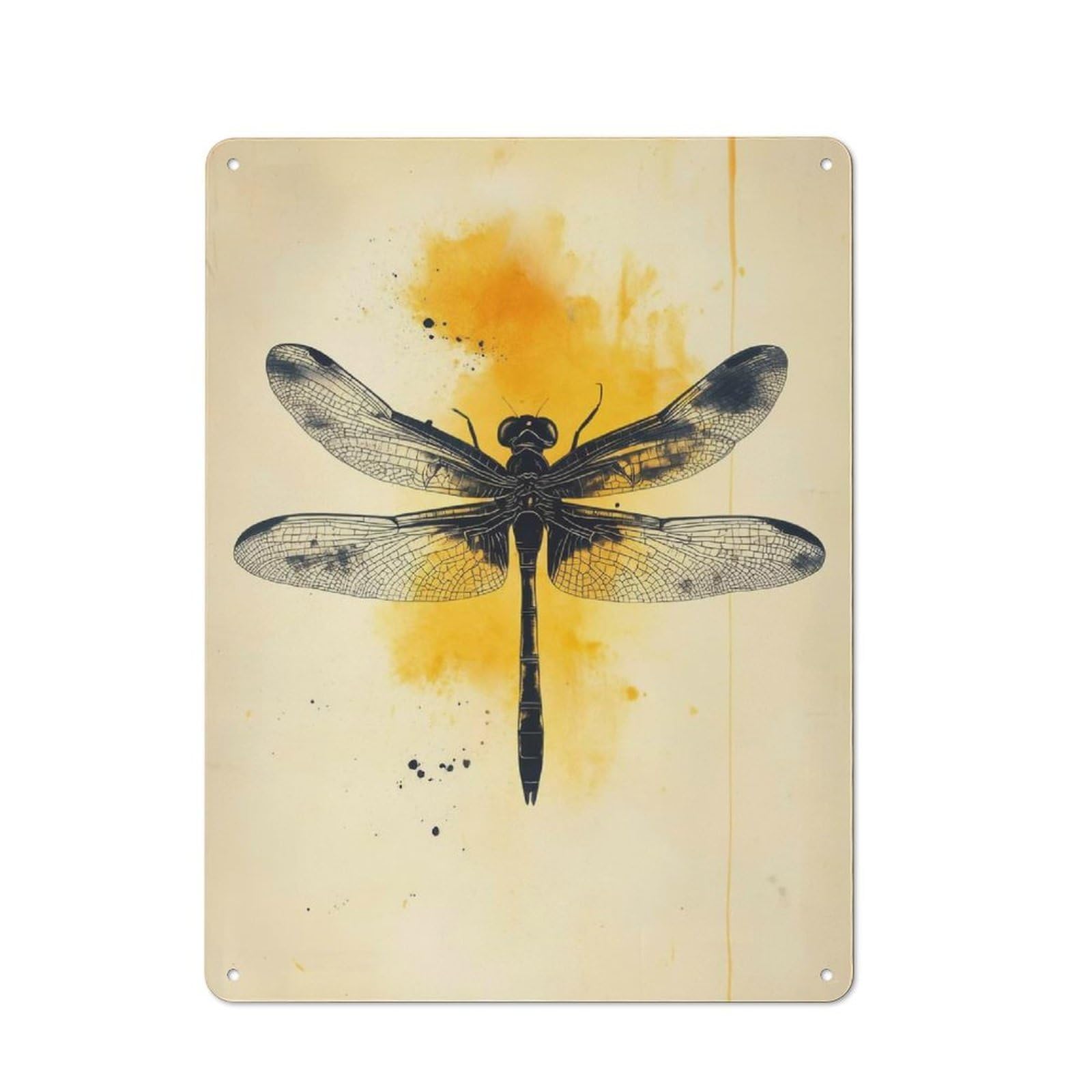 Dragonfly Watercolor Art Vintage Metal Sign 40x30cm for Hobby Room Or Studio, Housewarming Present for People Styling Hobby Room And Studio