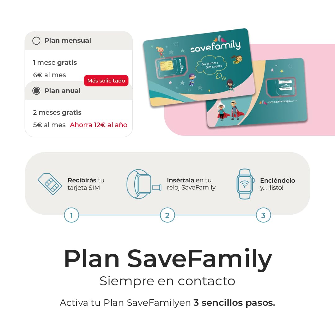 SaveFamily Enjoy | Reloj Inteligente Niño con Localizador GPS, Juegos Divertidos, Cámara, Vídeo, Llamadas, Música, Podómetro, SOS | SIM Incluida - Color Azul