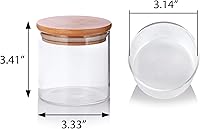Vista 2 de JUVITUS Paquete de 6 tarros de vidrio transparente de 10 onzas con tapa de bambú