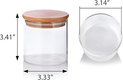 Miniatura 2 de JUVITUS Tarro de borosilicato de vidrio transparente de 10 onzas con tapa sellada de silicona de bambú (paquete de 6) para almacenamiento de