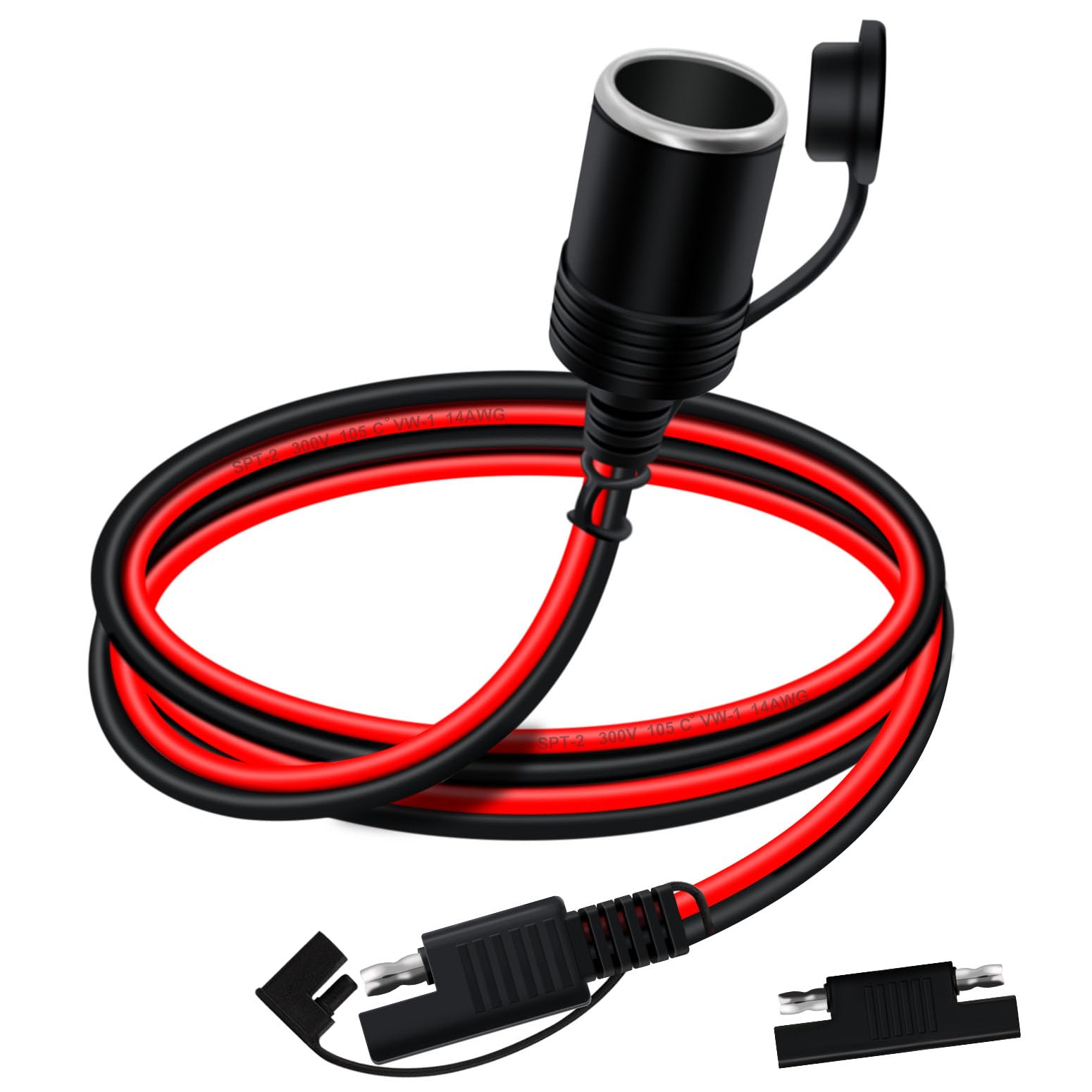 Yingayou Girls Sae To Cigarette Lighter Socket 12V 24V Sae To Cigarette Lighter Adapter 14Awg 20A With Polarity Converter For Cars, Motorcycles, Boats (1.6Ft/0.5M)