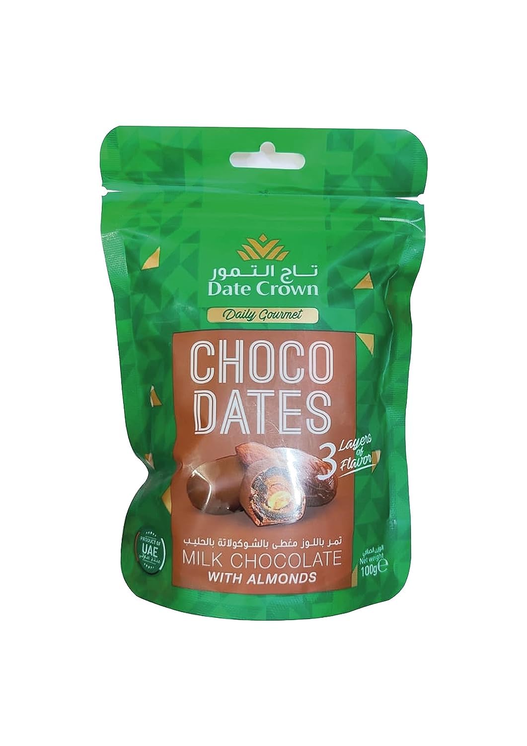 Date Crown Daily Gourmet Choco Dates | Milk Chocolate with Almonds | 3 Layers of Flavor | 500 gm (5 pack of 100g) (B0CG9YJ249) Amazon Price History, Amazon Price Tracker