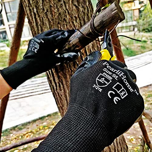 Pearlihome Black Nitrile Grip Work Gloves 6 Pack #TOP4