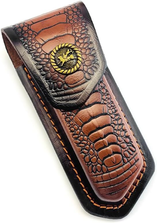 1PC Knife Sheath, Cowhide Leather Protective Cover with Belt Loop and Snap Closure Fits for Search, Rescue, Picnic