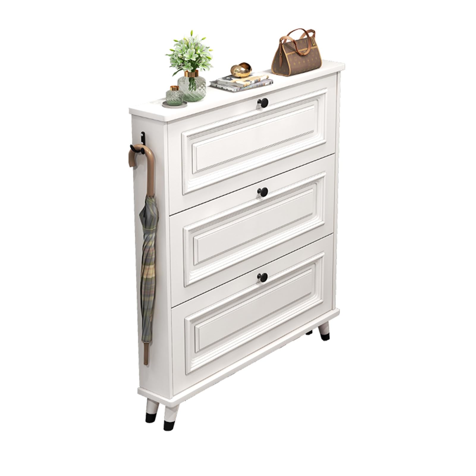 ZIGTUEI Shoe Storage Cabinet, Entryway Shoe Cabinet, Tipping Shoe Cabinet, Space Saving Shoe Organizer, Slim Shoe Cabinet, for Entryway, Hallway, Closet, Living Room(115x60x17cm/45.3x23.6x6.7in)
