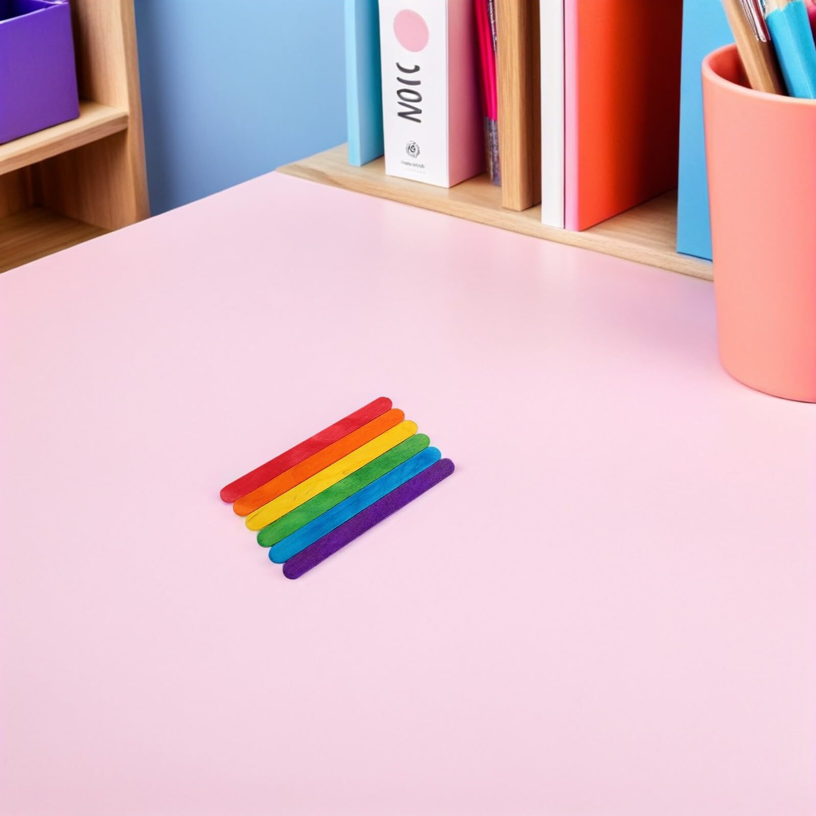 Veemoon 500 Piezas Palitos de Madera de Colores Reutilizables para Manualidades Palitos de Helado Gigantes para Proyectos Creativos para Manualidades el Hogar Escuela
