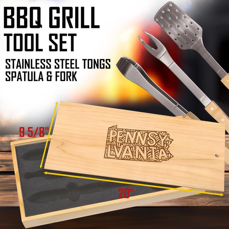 Set de parrilla con espátula, pinzas y tenedor acero inoxidable miniatura 3