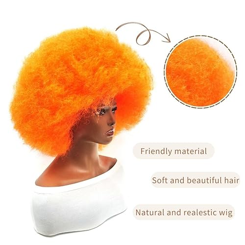 Miniatura 4 de Everfun Pelucas afro para mujeres negras, peluca corta y rizada afro de los años 70, divertida, grande, esponjosa, esponjosa, sintética de primera