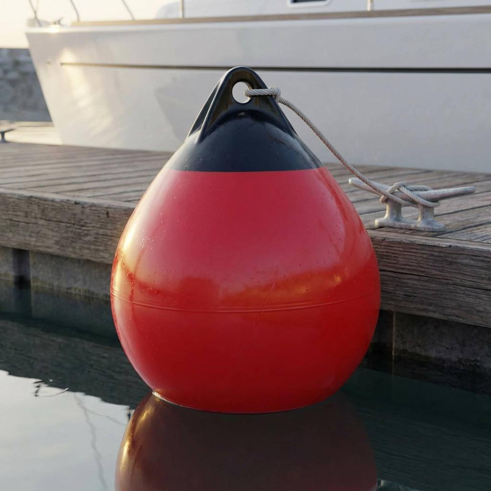 Aufblasbare Schwimmboje Bootsfender Kollisionsschutz Marine Markierung Wasser Plattform Teardropförmig mit Starker Halterung für Bootsverkehr Wassersportverwendung