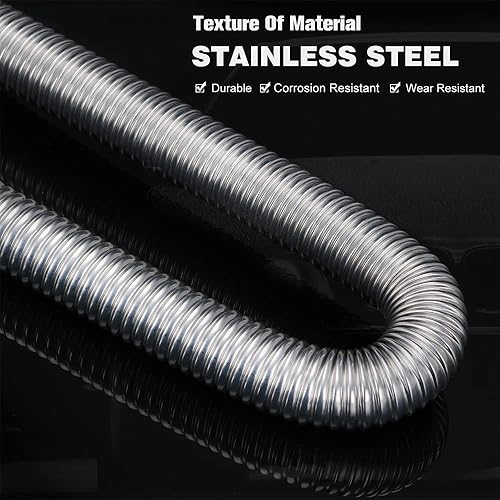 Miniatura 3 de PTNHZ Manguera Flexible Universal de Acero Inoxidable Calibre 1 pulgada para Tubo de Escape de Calentador de Aire de Estacionamiento, Tanque de