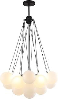 Elegancki żyrandol szklany, kula, schody, sypialnia, lampa wisząca, lampa sufitowa, dmuchawa, szkło, do salonu, na ubrania, sklep, żyrandol LED, 19 37 lampek), kolor czarny